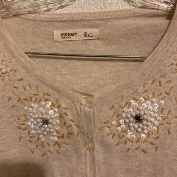 Old Navy women's  XL cardigan sweater with sequin beaded designs - Picture 2 of 6